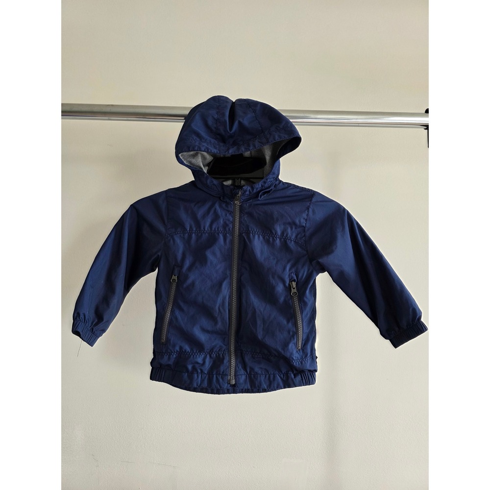 Baby Gap‎ Toddler Navy Blue Hooded Windbreaker Jacket Jersey Lined Size 2 Years